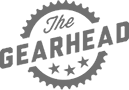 A black and white logo of the gearhead.