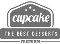 A black and white image of the cupcake logo.